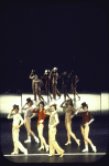 L-R) Sammy Williams, Pamela Blair, Donna McKechnie, Robert Lupone, Kelly Bishop and Priscilla Lopez in a scene from the Broadway musical "A Chorus Line." (New York)