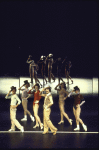 L-R) Sammy Williams, Pamela Blair, Donna McKechnie, Robert Lupone, Kelly Bishop and Priscilla Lopez in a scene from the Broadway musical "A Chorus Line." (New York)