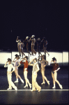 L-R) Sammy Williams, Pamela Blair, Donna McKechnie, Robert Lupone, Kelly Bishop and Priscilla Lopez in a scene from the Broadway musical "A Chorus Line." (New York)