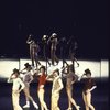 L-R) Sammy Williams, Pamela Blair, Donna McKechnie, Robert Lupone, Kelly Bishop and Priscilla Lopez in a scene from the Broadway musical "A Chorus Line." (New York)