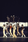 L-R) Sammy Williams, Pamela Blair, Donna McKechnie, Robert Lupone, Kelly Bishop and Priscilla Lopez in a scene from the Broadway musical "A Chorus Line." (New York)