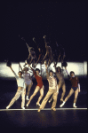 L-R) Sammy Williams, Pamela Blair, Donna McKechnie, Robert Lupone, Kelly Bishop and Priscilla Lopez in a scene from the Broadway musical "A Chorus Line." (New York)