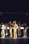 L-R) Sammy Williams, Pamela Blair, Donna McKechnie, Robert Lupone, Kelly Bishop and Priscilla Lopez in a scene from the Broadway musical "A Chorus Line." (New York)