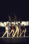 L-R) Sammy Williams, Pamela Blair, Donna McKechnie, Robert Lupone, Kelly Bishop and Priscilla Lopez in a scene from the Broadway musical "A Chorus Line." (New York)