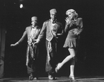 (L-R) Actors David Jackson, Danny Strayhorn and Jane Krakowski performing "I Want To Go To Hollywood" in a scene from the Broadway production of the musical "Grand Hotel".