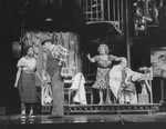 Stubby Kaye (R) and Joey Faye (2R, in drag) in a scene from the Broadway production of the musical "Grind".