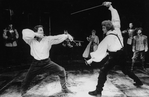 (L-R) Chris Sarandon as Laertes and Christopher Walken as Hamlet dueling in a scene from the American Shakespeare Theatre production of the play "Hamlet".