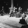 (C-R) Bob Gunton as Claudius, Kathleen Widdoes as Gertrude, Diane Venora as Hamlet and Pippa Pearthree as Ophelia in a scene from the NY Shakespeare Festival production of the play "Hamlet".