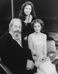 (L-R) Actors Rex Harrison, Rosemary Harris and Amy Irving in a scene from the Circle In The Square production of the play "Heartbreak House".