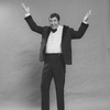 Comic Jerry Lewis mugging in a promo shot for the pre-Broadway tour of the musical revue "Hellzapoppin".