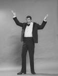 Comic Jerry Lewis mugging in a promo shot for the pre-Broadway tour of the musical revue "Hellzapoppin".