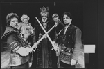 (L-R) Actors Christopher Walken, Roy Dotrice, Michael Allinson, Mary Wickes, Chris Sarandon in a scene from the American Shakespeare Theatre production of the play "Henry IV".