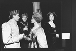 Actors Kevin Kline (L) and Mary Elizabeth Mastrantonio (2R) in a scene from the NY Shakespeare Festival Central Park production of the play "Henry V"