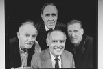 Director Jose Quintero (B) surrounded by actors (R-L) Barnard Hughes, Jason Robards and Donald Moffat from the Broadway revival of the play "The Iceman Cometh".