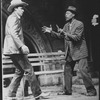 Cleavon Little (R) wielding a knife in a scene from the Broadway production of the play "I'm Not Rappaport"
