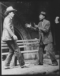 Cleavon Little (R) wielding a knife in a scene from the Broadway production of the play "I'm Not Rappaport"