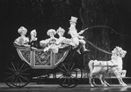 (L-R) Joy Franz, Edmund Lyndeck, Lauren Mitchell and Kay McClelland riding in a carriage in a scene from the Broadway production of the musical "Into The Woods.".