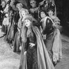 (L-R) Barbara Bryne, Lauren Mitchell, Joy Franz, Danielle Ferland, Bernadette Peters, Edmund Lyndeck, Kay McClelland, Chip Zien, Philip Hoffman and Joanna Gleason in a scene from the Broadway production of the musical "Into The Woods.".