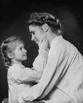 Liv Ullmann and Tara Kennedy in a scene from the Broadway production of the musical "I Remember Mama".