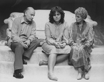 (L-R) Bernie Passeltiner, Alma Cuervo and Jane Hoffman in a scene from the off-Broadway production of the play "Isn't It Romantic"