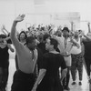 (L-R) Keith David and Gregory Hines rehearsing a scene from the Broadway production of the musical "Jelly's Last Jam".