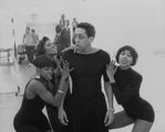 Gregory Hines (C) rehearsing a scene from the Broadway production of the musical "Jelly's Last Jam".
