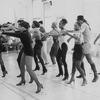 Cast rehearsing a scene from the Broadway production of the musical "Jelly's Last Jam".