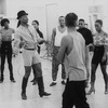 Cast rehearsing a scene from the Broadway production of the musical "Jelly's Last Jam".