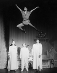 Charlotte D'Amboise as Peter Pan performing "I'm Flying" above (L-R) Donna DiMeo, Linda Talcott and Steve Ochoa in a scene from the musical "Peter Pan" in a scene from the Broadway production of the musical "Jerome Robbins' Broadway".