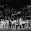 Tony Roberts (C) and cast taking a bow at the end of the the Broadway production of the musical "Jerome Robbins' Broadway".