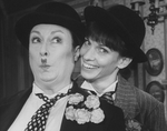 (L-R) Aideen O'Kelly and Tandy Cronyn dressed as Laurel and Hardy in a scene from the Roundabout Theatre production of the play "The Killing Of Sister George".