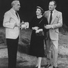 (L-R) George Rose, Claudette Colbert and Rex Harrison in a scene from the Broadway production of the play "The Kingfisher"