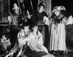 Roger Rees (3L) in a scene from the Broadway production of the play "The Life And Adventures Of Nicholas Nickleby".