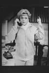 Angela Lansbury talking on the phone in a scene from the Broadway production of the play "A Little Family Business"