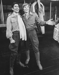 (R-L) Michael York and David Purdham in a scene from the Broadway production of the musical "The Little Prince And The Aviator"