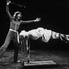 Magician Doug Henning levitating a woman in a scene from the Broadway production of the musical "The Magic Show"