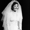 Joan Allen in a wedding dress in a scene from the NY Shakespeare Festival production of the play "The Marriage Of Bette And Boo"