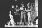 (R-L) Sally Klein, Jim Walton, Ann Morrison and Lonny Price in a scene from the Broadway production of the musical "Merrily We Roll Along".
