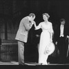 (2L-R) Rex Harrison, Cheryl Kennedy and Milo O'Shea in a scene in a scene from the Broadway revival of the musical "My Fair Lady".