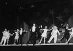 Tommy Tune (C), Twiggy (4L) and Denny Dillon (3R) in a scene from the Broadway production of the musical "My One And Only"