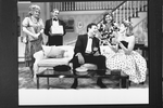 (L-R) Joyce Van Patten, Andre Gregory, Ron Leibman, Jessica Walter and Christine Baranski in a scene from the Broadway production of the play "Rumors".
