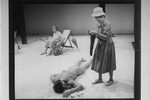 (L-R) Elizabeth Wilson, a nude Maxwell Caulfield and Jessica Tandy in a scene from the NY Shakespeare Festival production of the play "Salonika"