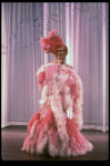 George Hearn in drag in a pink maribou costume in a scene from the Broadway musical "La Cage Aux Folles." (New York)