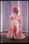George Hearn in drag in a pink maribou costume in a scene from the Broadway musical "La Cage Aux Folles." (New York)