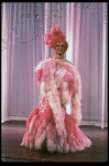 George Hearn in drag in a pink maribou costume in a scene from the Broadway musical "La Cage Aux Folles." (New York)