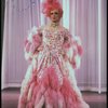 George Hearn in drag in a pink maribou costume in a scene from the Broadway musical "La Cage Aux Folles." (New York)