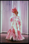 George Hearn in drag in a pink maribou costume in a scene from the Broadway musical "La Cage Aux Folles." (New York)