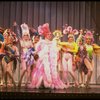 George Hearn (C) in drag in a pink maribou costume in a scene from the Broadway musical "La Cage Aux Folles." (New York)