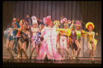 George Hearn (C) in drag in a pink maribou costume in a scene from the Broadway musical "La Cage Aux Folles." (New York)