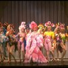 George Hearn (C) in drag in a pink maribou costume in a scene from the Broadway musical "La Cage Aux Folles." (New York)